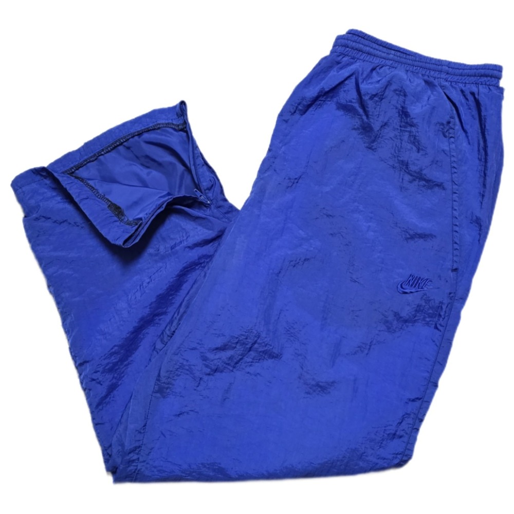 VTG Nike Nylon Windbreaker Track Pants Lined Mens XL Royal Blue Ankle Zip 90s